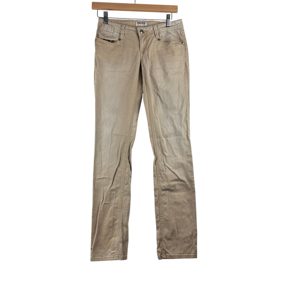 Y2K Mudd Khaki Jeans Women's 3/27" Low Rise 90's Cotton Stretch Uniform READ